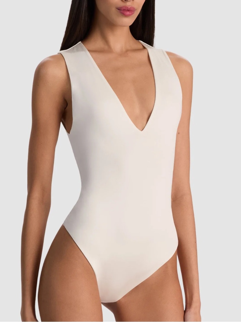 Alice + Olivia Winter White V-Neck Bodysuit